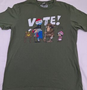Schoolhouse Rock VOTE Olive Green T-shirt Size Large Unisex